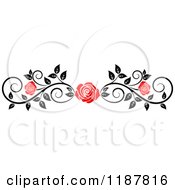 Poster, Art Print Of Red Rose And Black And White Foliage Border Page Rule 4