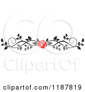 Poster, Art Print Of Red Rose And Black And White Foliage Border Page Rule 3