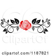 Poster, Art Print Of Red Rose And Black And White Foliage Border Page Rule