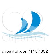 Clipart Of A Blue Abstract Sailboat Royalty Free Vector Illustration