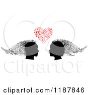 Poster, Art Print Of Silhouetted Couple Heads Under A Heart Of Music Notes