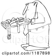 Cartoon Of An Outlined Man Going Through Airport Security TSA Royalty Free Vector Clipart by djart