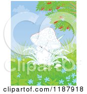 Poster, Art Print Of Mushroom Character And Foliage