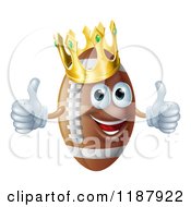 Poster, Art Print Of Happy Crowned Football Mascot Holding Two Thumbs Up
