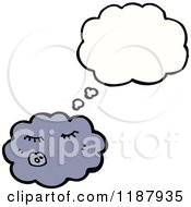 Cartoon Of A Storm Cloud Thinking Royalty Free Vector Illustration