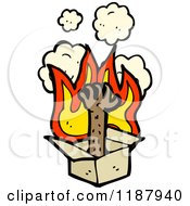 Cartoon Of A Flaming Arm Coiming Out Of A Box Thinking Royalty Free Vector Illustration by lineartestpilot