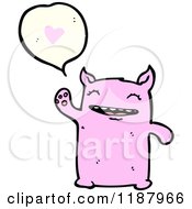 Cartoon Of A Pink Monster In Love Speaking Royalty Free Vector Illustration