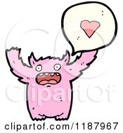 Cartoon Of A Pink Monster In Love Speaking Royalty Free Vector Illustration