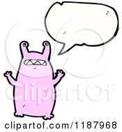 Cartoon Of A Pink Monster Speaking Royalty Free Vector Illustration