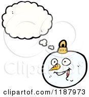 Cartoon Of A Snowman Christmas Ornament Thinking Royalty Free Vector Illustration