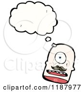 Cartoon Of A One Eyed Head Thinking Royalty Free Vector Illustration