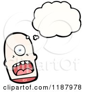 Cartoon Of A One Eyed Head Thinking Royalty Free Vector Illustration by lineartestpilot