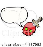 Cartoon Of A Dagger In A Skull Speaking Royalty Free Vector Illustration by lineartestpilot