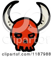 Cartoon Of A Red Skull With Horns Royalty Free Vector Illustration