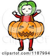 Poster, Art Print Of Child In A Pumpkin Costume