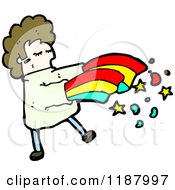 Cartoon Of A May With Rainbows For Arms Royalty Free Vector Illustration