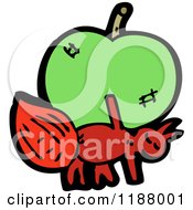 Cartoon Of A Bug Carrying A Green Apple Royalty Free Vector Illustration