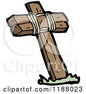 Cartoon Of A Large Wooden Cross Royalty Free Vector Illustration