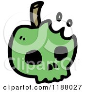 Cartoon Of A Green Apple Skull Royalty Free Vector Illustration