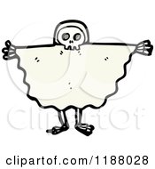 Cartoon Of A Skeleton Dressed As A Ghost Royalty Free Vector Illustration