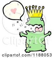 Cartoon Of A Green Monster Wearing A Crown Speaking Royalty Free Vector Illustration