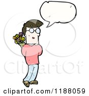 Poster, Art Print Of Boy Holding Flowers Speaking