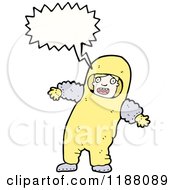 Cartoon Of A Person In Radiation Suit Speaking Royalty Free Vector Illustration by lineartestpilot