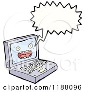 Cartoon Of A Computer Speaking Royalty Free Vector Illustration