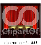 Empty Seats Facing A Red Curtain In A Theater