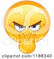 Cartoon Of A Mad Smiley Emoticon Pointing To His Eyes Royalty Free Vector Clipart