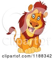 Poster, Art Print Of Happy Sitting Male Lion Cocking His Head