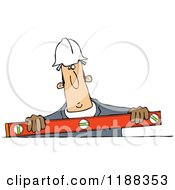 Construction Worker Holding A Box Beam Level