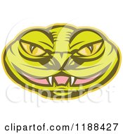 Poster, Art Print Of Green Viper Snake Head With A Slightly Open Mouth