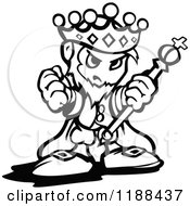 Cartoon Of A Black And White Tough King Holding Up A Staff And Fist Royalty Free Vector Clipart by Chromaco