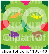 Seamless Green Organic Produce Background With Text And Food