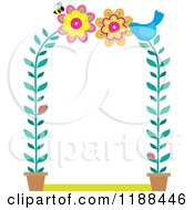 Poster, Art Print Of Potted Flower Arch Frame With Ladybugs A Bird And Bee