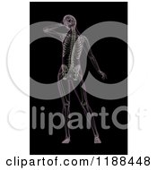 3d Female Xray With Visible Skeleton And Migraine On Black