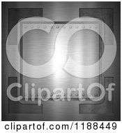 Clipart Of A 3d Brushed Metal Plaque With Rivets And Mesh Royalty Free CGI Illustration