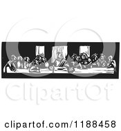 Poster, Art Print Of The Last Supper Black And White Woodcut