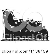 Clipart Of A Black And White Hijab Caterpillar Of People Woodcut Royalty Free Vector Illustration by xunantunich