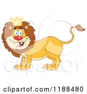Happy Male Lion Wearing A Crown