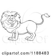 Poster, Art Print Of Black And White Happy Male Lion Smiling