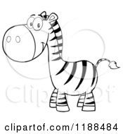 Cartoon Of A Black And White Cute Happy Zebra Royalty Free Vector Clipart by Hit Toon