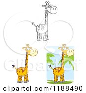 Cartoon Of Cute Happy Giraffes Royalty Free Vector Clipart