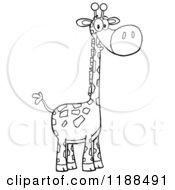 Cartoon Of A Black And White Cute Happy Giraffe Royalty Free Vector Clipart