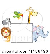 Poster, Art Print Of Square Sign And Happy Zoo Animals