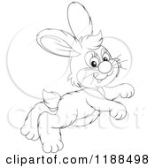 Cartoon Of A Cute Outlined Rabbit Hopping Royalty Free Vector Clipart