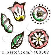 Clipart Of Leaves And Flower Heads Royalty Free Vector Illustration