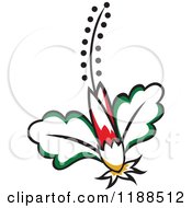 Clipart Of A Flower With Leaves And A Stamen 4 Royalty Free Vector Illustration