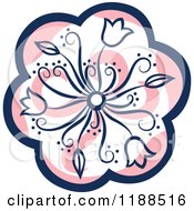 Clipart Of A Blue And Pink Flower With A Swirl Royalty Free Vector Illustration